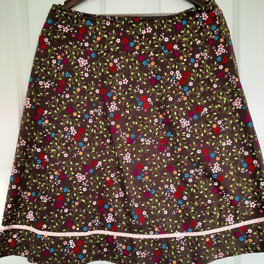 Hanna Andersson A-Line Floral Cotton Skirt Sz L Multicolor